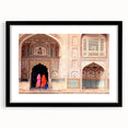 Extra large abstract art print featuring a colorful, textured depiction of an Indian landscape on a framed canvas.