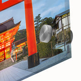 Large abstract depiction of Kyoto scenery in muted earth tones on acrylic glass, suitable for dining room art.