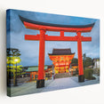 Large art print of Kyoto scenery on stretched canvas, featuring traditional architecture in muted earth tones.