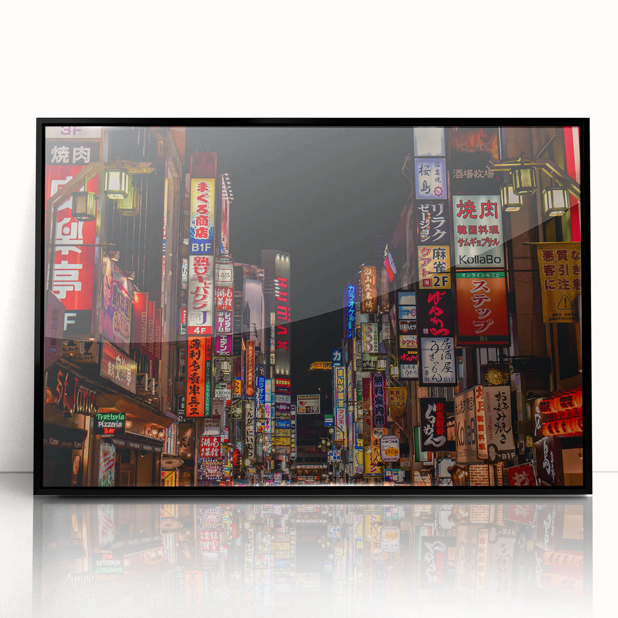 Large abstract wall art featuring a Tokyo cityscape in black and white on a framed acrylic.