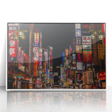 Art deco poster depicting Tokyo skyline in monochrome shades on framed acrylic, suitable for modern art wall decor.