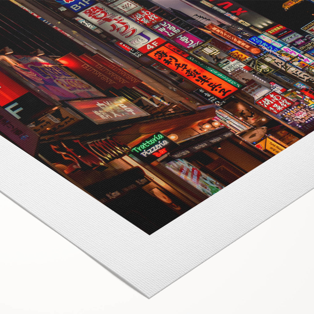Art deco poster of Tokyo skyline in vibrant colors on rolled canvas, suitable for dining room wall art.
