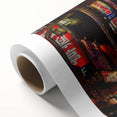 Art deco poster of Tokyo skyline in muted pastel shades on rolled canvas, ideal for nursery wall art or dining room.