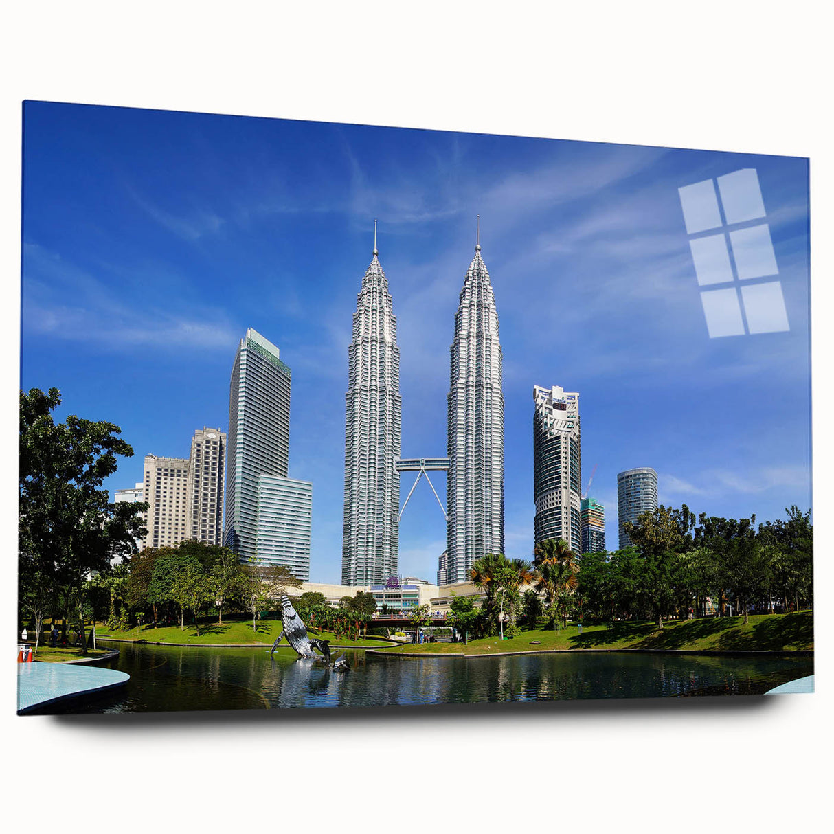 Large abstract wall art of a Malaysian landscape in muted earth tones on acrylic glass.