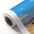 Art deco poster of a Mongolian landscape in soft pastel shades on rolled canvas, ideal for nursery wall art.