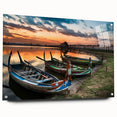 Acrylic print of a large abstract depiction of a Myanmar landscape, featuring earthy tones, ideal for dining room decor.
