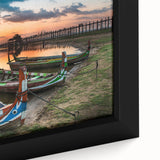 Extra large framed canvas featuring a textured scene of Myanmar landscape in black with colorful accents.