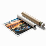 Extra large rolled print of a serene Myanmar landscape with lush greenery and water, in pastel shades.