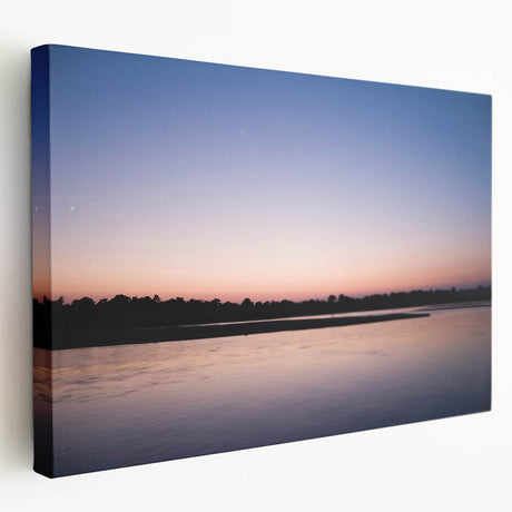 Large stretched canvas depicting a serene Nepalese landscape in soft green and blue shades, suitable for kitchen wall art.