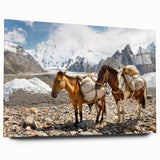 Large abstract wall art of a scenic Pakistani landscape in muted earth tones on acrylic glass.