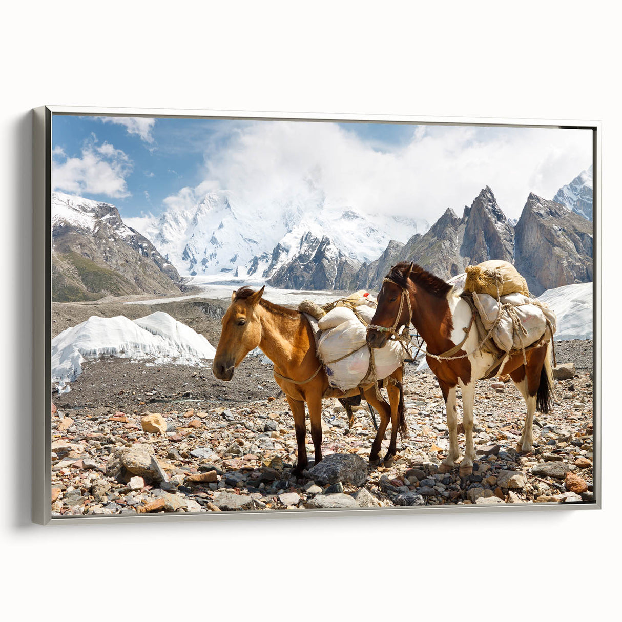Landscape art painting of a scenic view in Pakistan, featuring colorful art on framed canvas, ideal for living room decor.