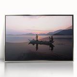Framed acrylic print of a mid-century modernist Sri Lankan landscape in muted earth tones, ideal for nursery wall art.