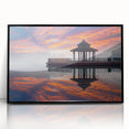 Large abstract wall art depicting a stylized Taiwan scenery in muted earth tones on a framed acrylic.