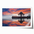 Rolled print of a serene Taiwanese landscape with lush greenery and soft blue skies, suitable for dining room wall art.