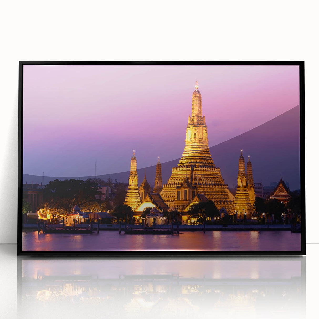 Large abstract wall art depicting Bangkok scenery in muted earth tones on framed acrylic, suitable for modern art wall decor.