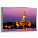 Framed canvas landscape art paintings featuring a colorful Bangkok scenery, ideal for enhancing living room decor.