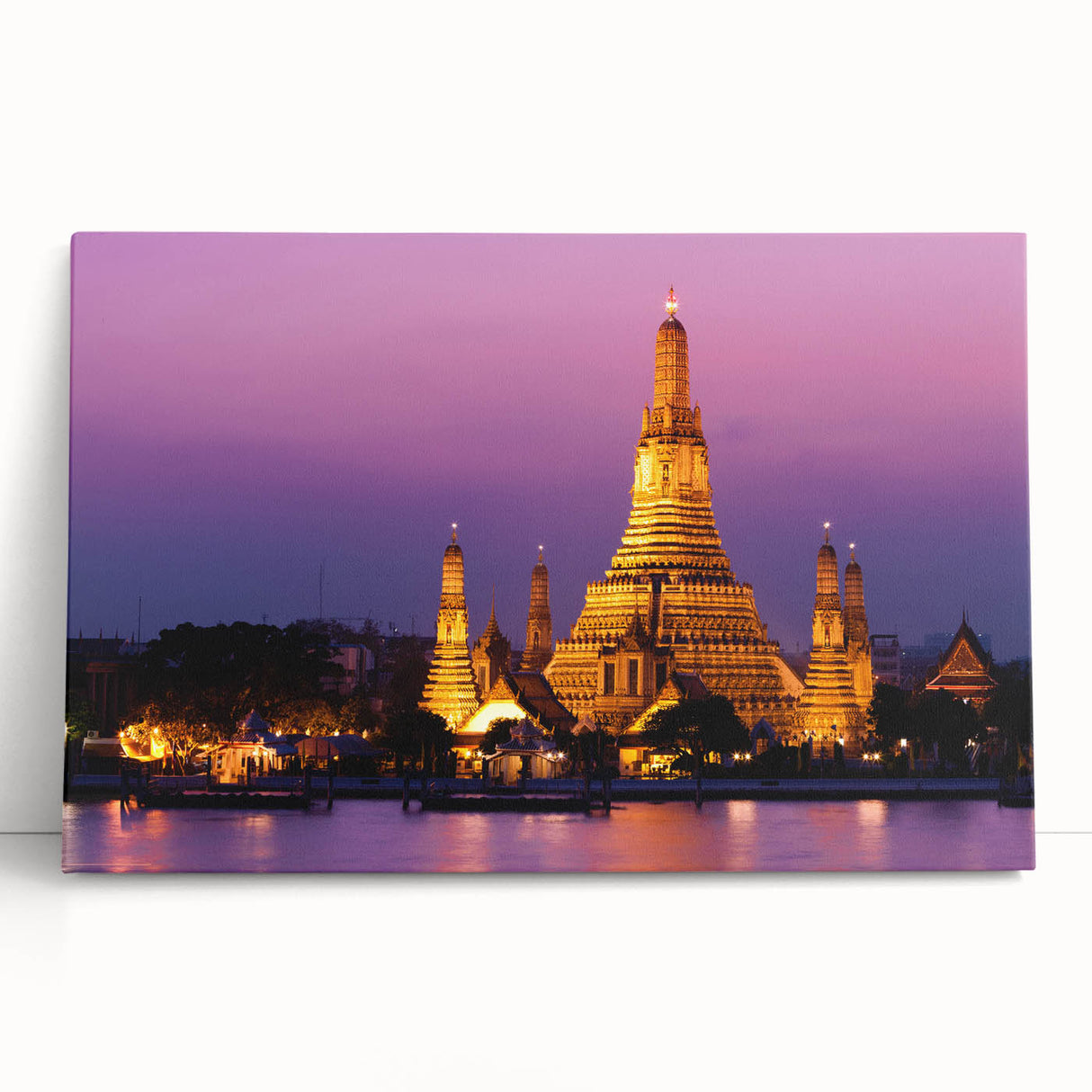 Black and white photograph of Bangkok skyline on stretched canvas, ideal for kitchen wall art or bedroom ambiance.