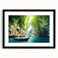 Extra large framed abstract art print featuring a colorful, textured depiction of a Thai landscape.