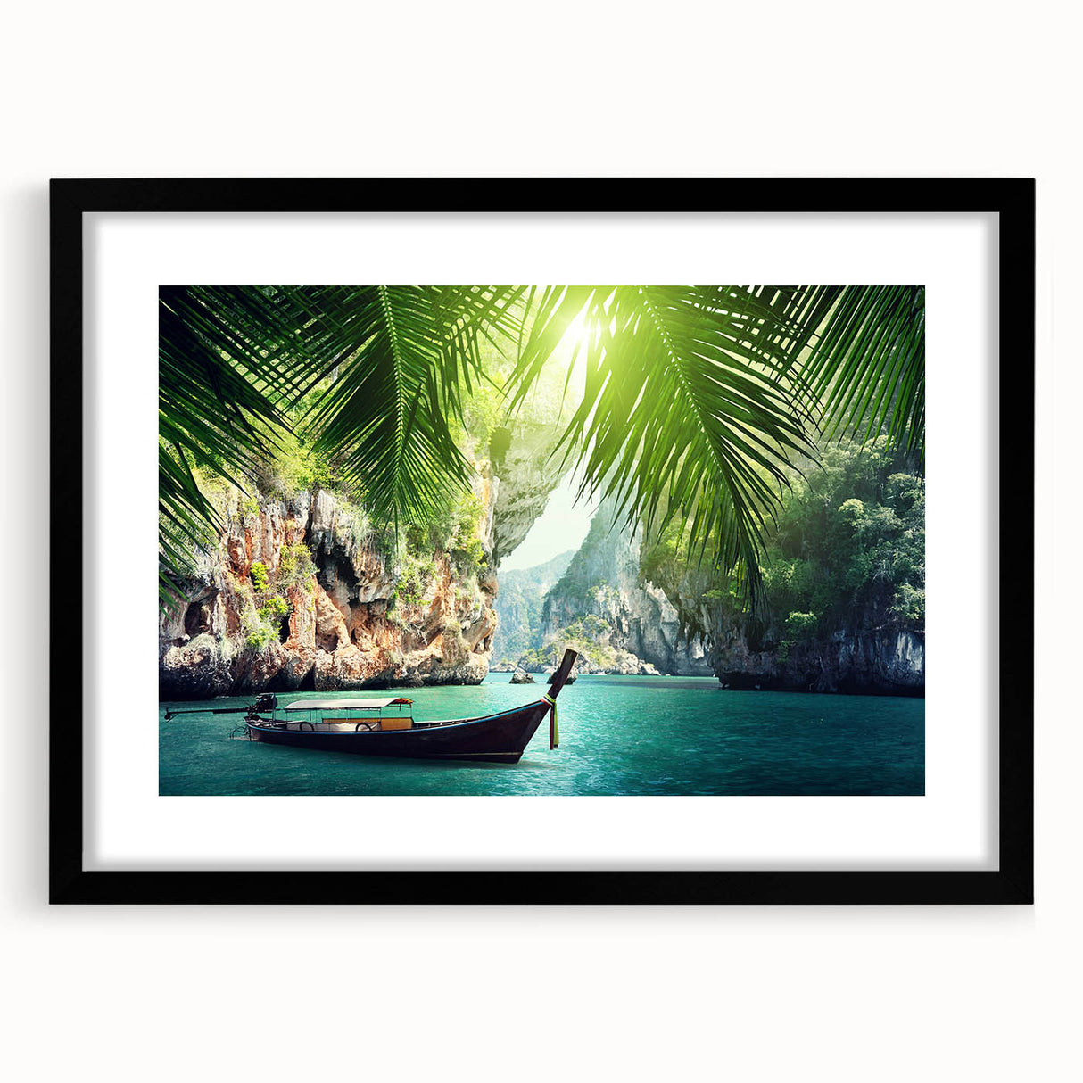 Extra large framed abstract art print featuring a colorful, textured depiction of a Thai landscape.