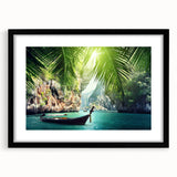 Extra large framed abstract art print featuring a colorful, textured depiction of a Thai landscape.