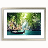 Textured art print of an abstract Thai landscape in muted earth tones, framed in silver, ideal for bedroom art.
