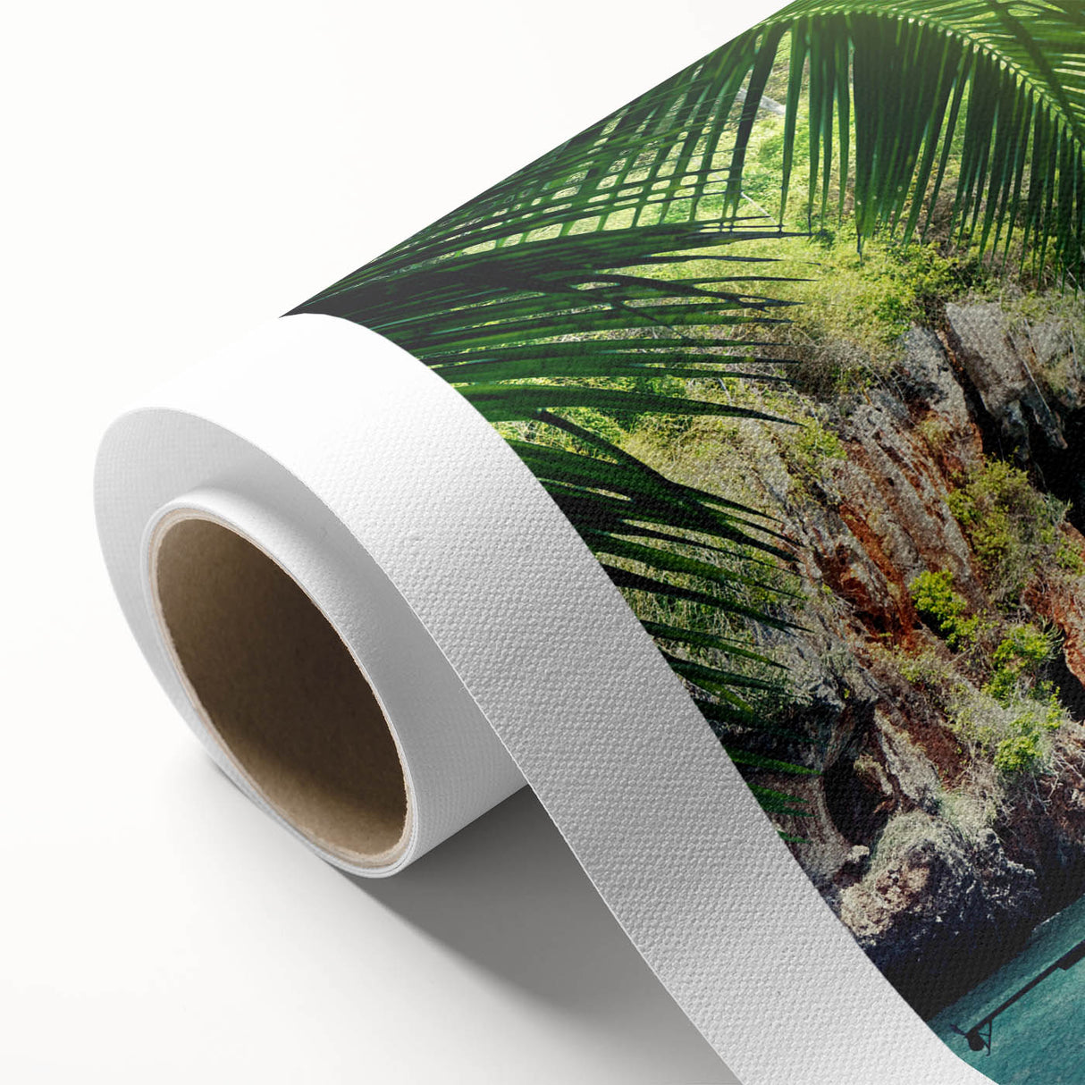 Art deco poster featuring a serene Thai landscape in pastel shades on rolled canvas, ideal for nursery wall art.