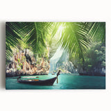 Black and white photograph of a Thai landscape on stretched canvas, ideal for kitchen wall art.