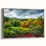 Vintage poster art of Adelaide scenery on a framed canvas, featuring vibrant colors and silver frame.