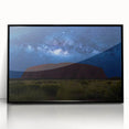 Large abstract wall art of Ayers Rock in muted earth tones, framed in black acrylic, suitable for modern art wall decor.