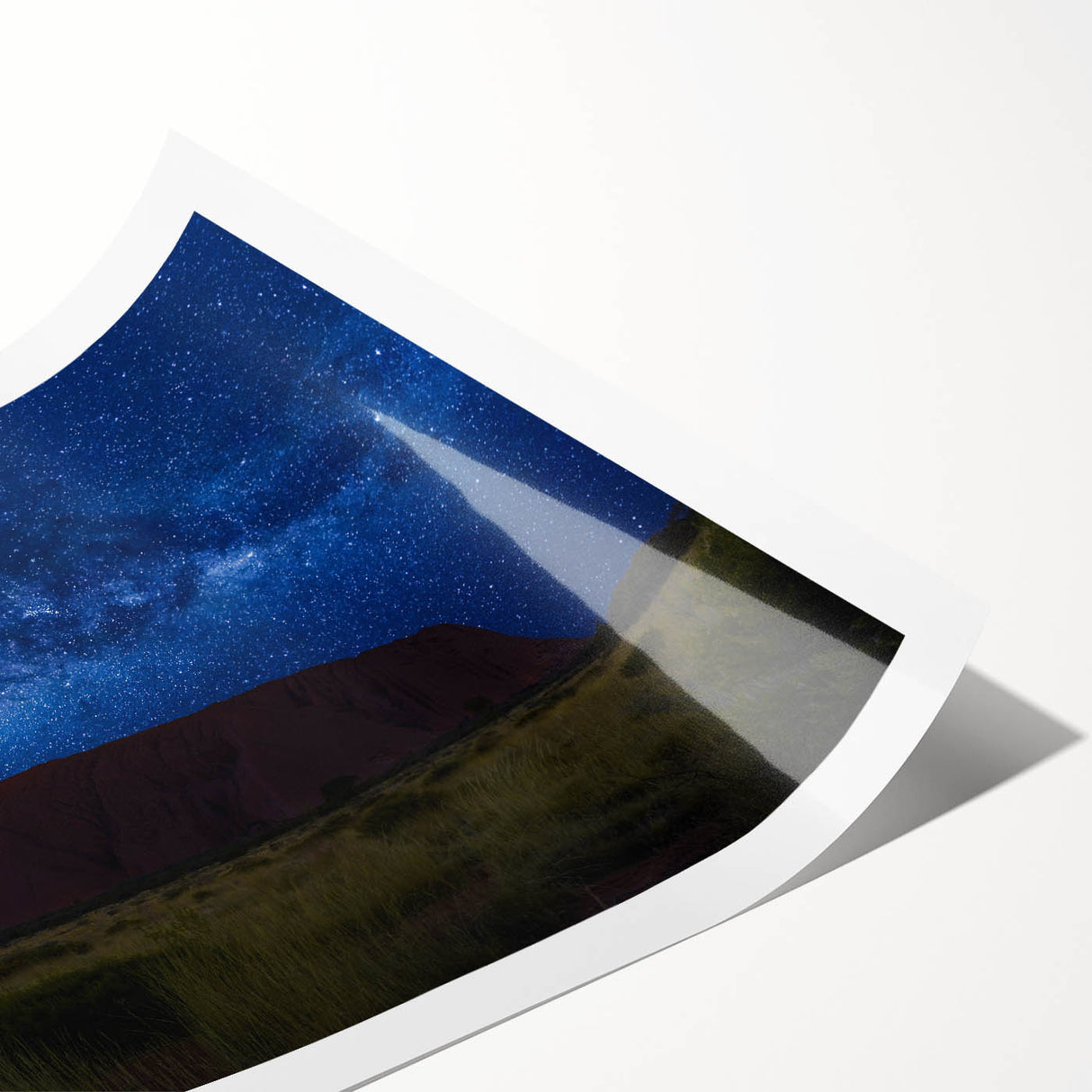 Extra large wall art featuring Ayers Rock in muted earth tones on rolled canvas, suitable for large living room decor.