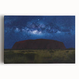 Monochrome print of Ayers Rock on stretched canvas, suitable for kitchen art.