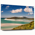Acrylic print of the Great Barrier Reef in vibrant blues and greens, suitable for bedroom or dining room decor.