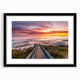 Extra large abstract art print of colorful, textured scenery of Perth, Australia, in a black frame with mat.