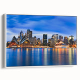 Framed canvas of a Sydney landscape painting featuring muted earth tones, ideal for living room decor.