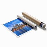 Sydney skyline with floral accents in soft pastel colors on a large rolled canvas, suitable for classy bathroom wall art.