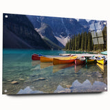 Acrylic print of Alberta, Canada scenery in muted earth tones, ideal for dining room decor.