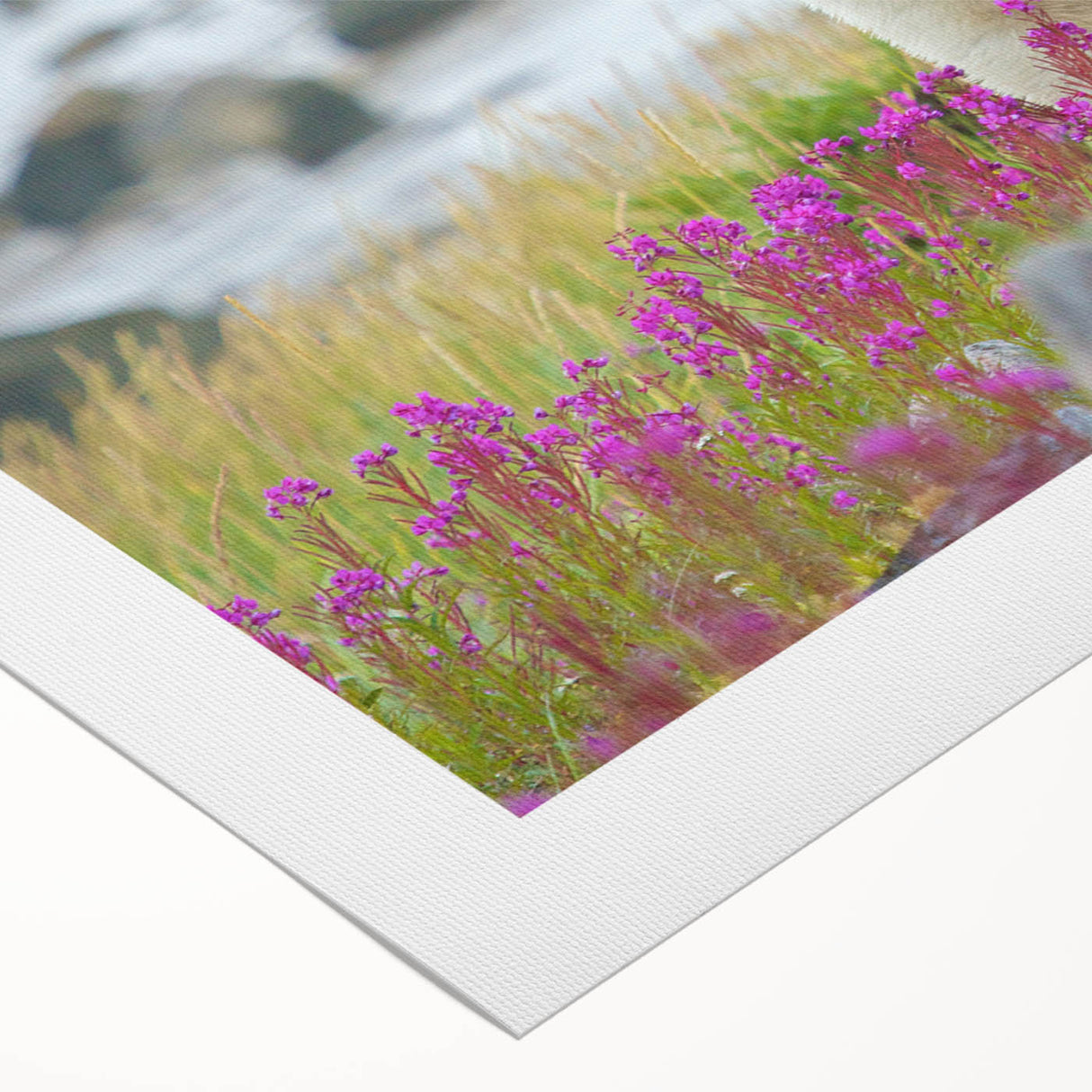 Art deco poster featuring a serene Manitoba scenery in cool blue and green tones on rolled canvas.