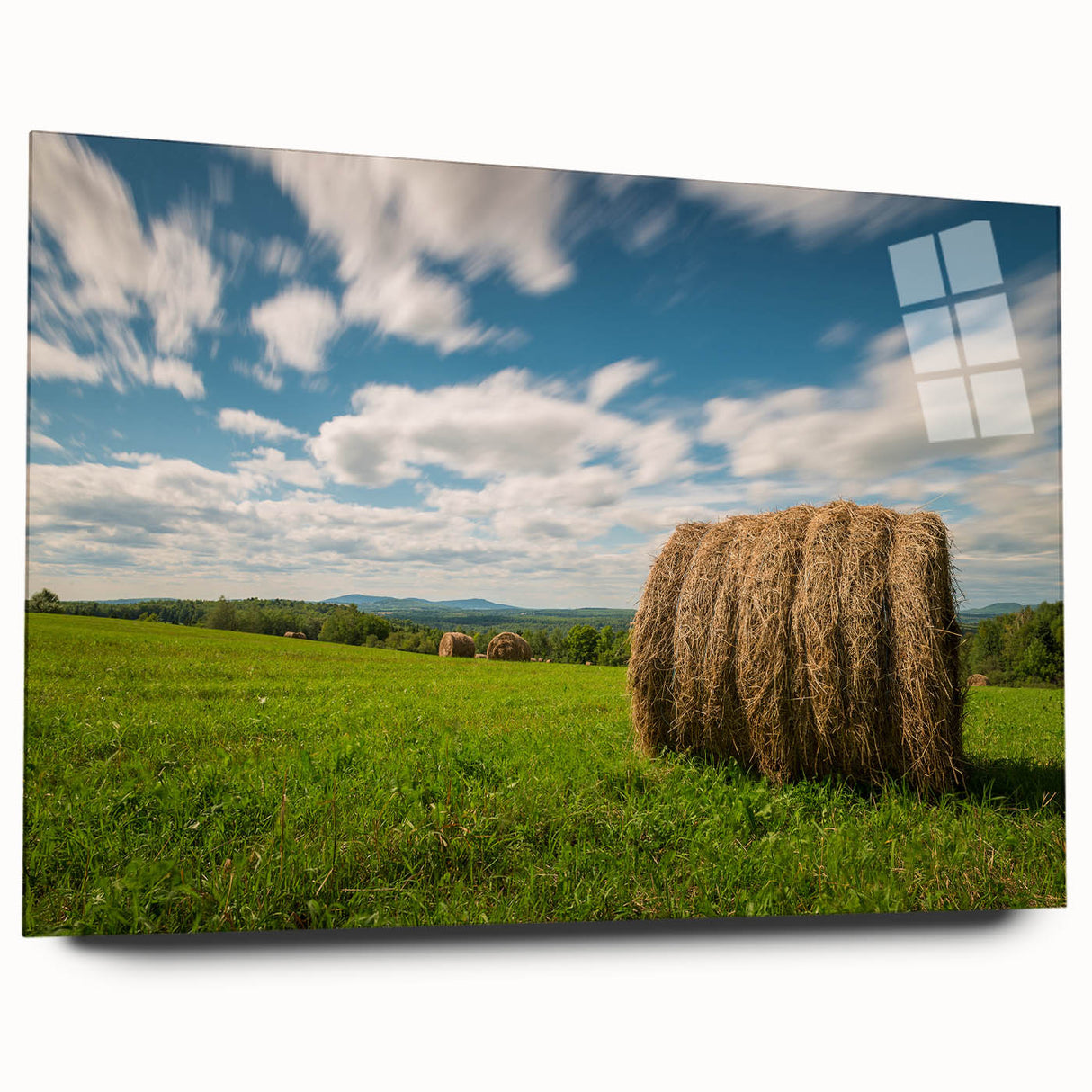 Acrylic print of a New Brunswick landscape in muted earth tones, ideal for bedroom or dining room art.