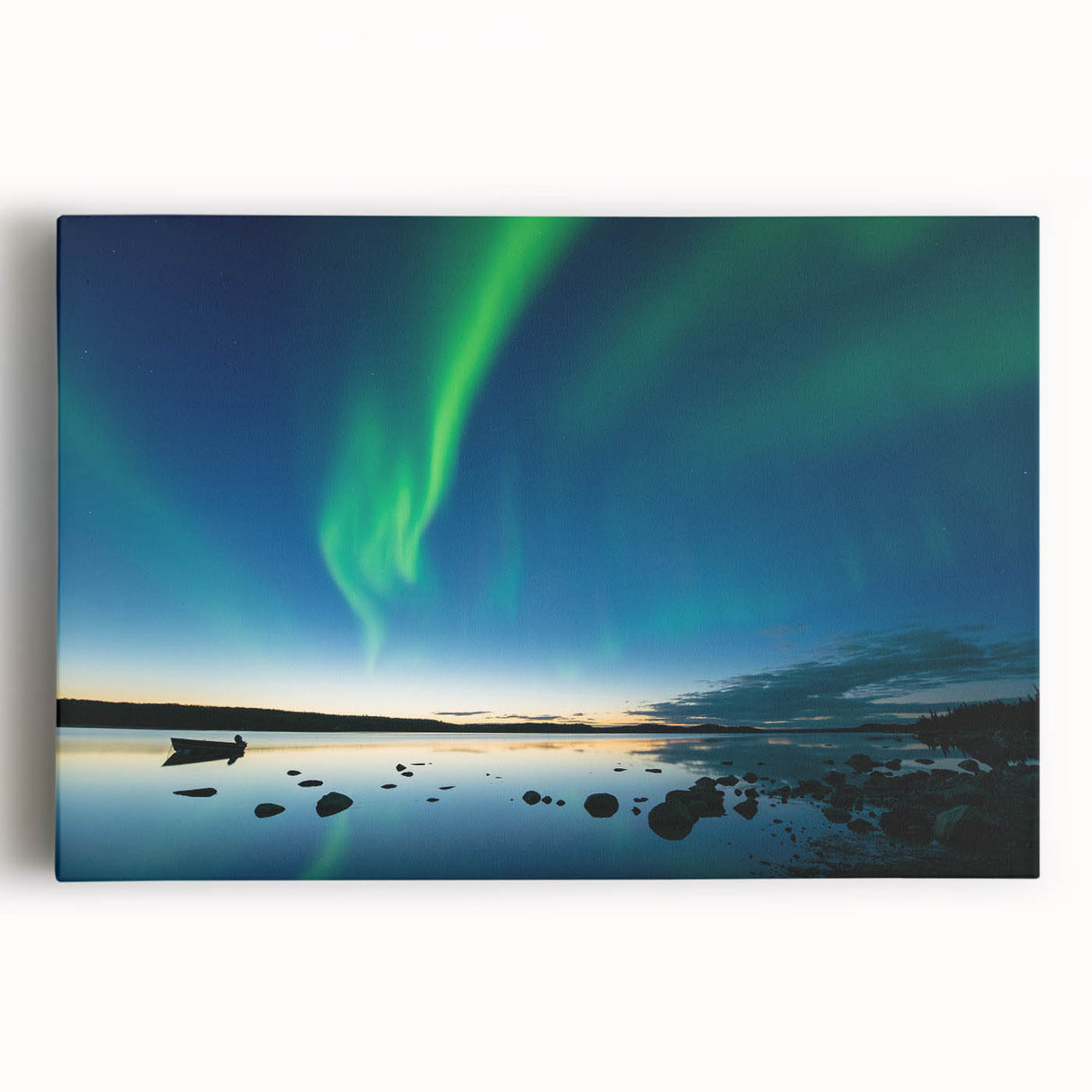 Black and white stretched canvas of Northwest Territories scenery, ideal for kitchen wall art.