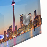 Large abstract wall art depicting Ontario scenery in muted earth tones on acrylic glass, ideal for dining room ambiance.