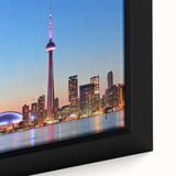Framed canvas featuring a textured depiction of Ontario's scenery in black with colorful accents.
