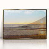 Mid-century modernist style large art print of Prince Edward Island scenery in gold frame, ideal for nursery wall decor.