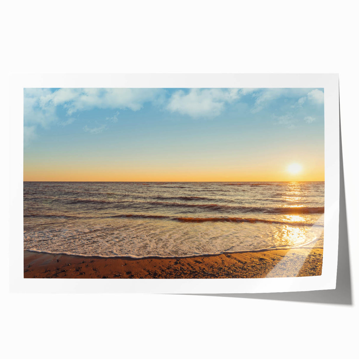Rolled print of Prince Edward Island scenery with lush green fields and sunset, ideal for dining room wall art.