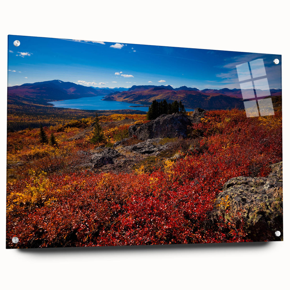 Acrylic print of Yukon scenery in muted earth tones, ideal for bedroom or dining room decor.