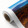 Art Deco poster of Yukon scenery in soft pastel shades on rolled canvas, suitable as nursery wall art.