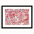 Abstract art print of Caribbean scenery in vibrant colors on a textured, extra large canvas, framed in black.
