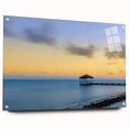 Large abstract wall art of Caribbean scenery on acrylic glass, featuring vibrant blue and green tones.