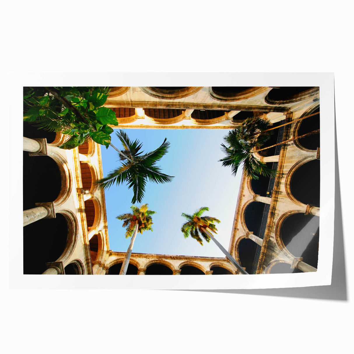 Caribbean Cuba landscape on rolled print, featuring lush greenery and ocean view, suited for art wall dining room.