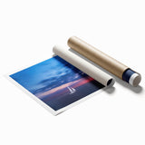 Extra large rolled print of a Caribbean beach scene with vibrant blue and turquoise tones.