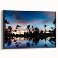 Black and white landscape art painting of Caribbean Haiti on framed canvas, suitable for bedroom decor.